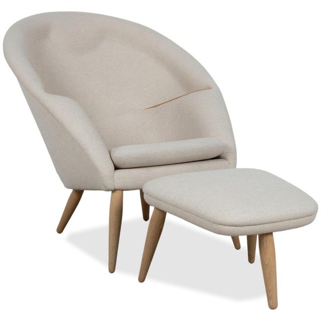 Set of Oda Lounge Chair and Ottoman in Cream Upholstery from Audo Copenhagen For Sale - Image 18 of 18