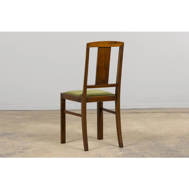 1930s French Art Deco Maple Dining Chairs W/ Olive Green Velvet - Set of 6 For Sale - Image 12 of 18