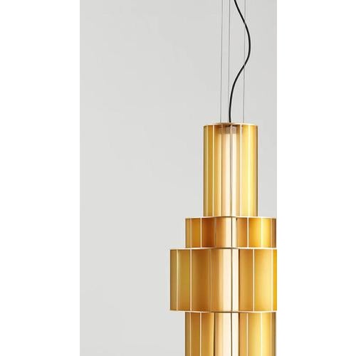 Contemporary Babel T Gr Golden Suspended Lamp by Stephen Burks for Parachilna For Sale - Image 3 of 12