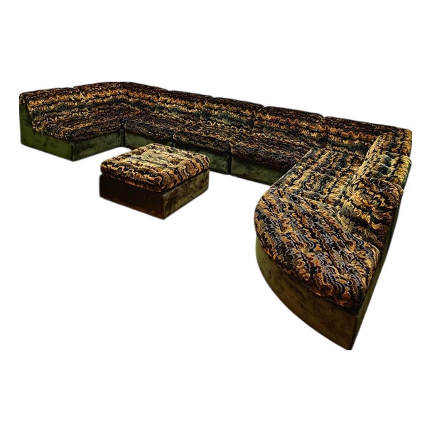Vintage Jungle Green Modular Sofa from Laauser, Set of 9 For Sale
