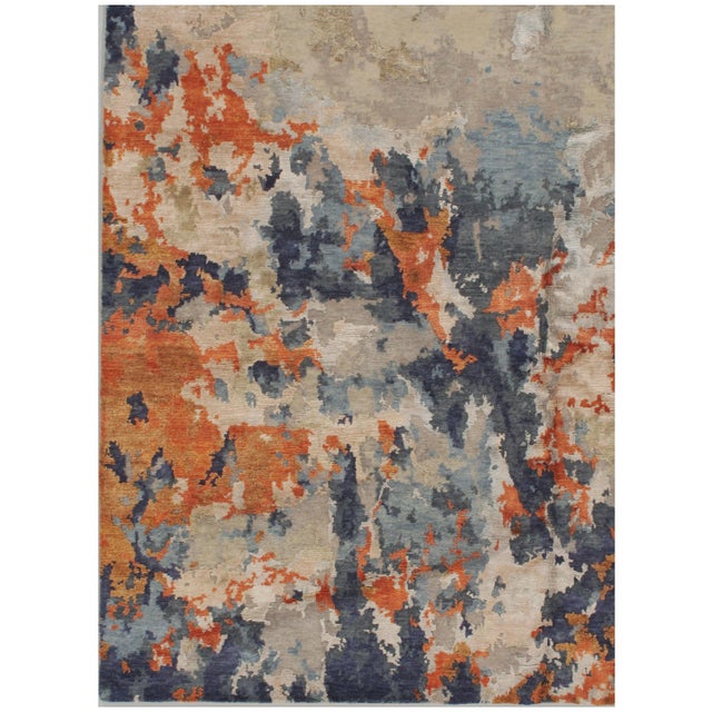 Abstract Viscose Contemporary Handwoven Rug 8' X 10' For Sale - Image 11 of 11