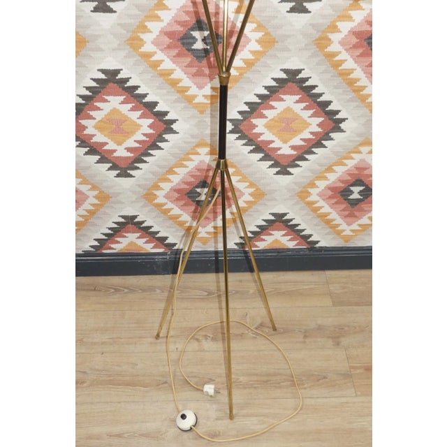 Mid-Century Tripod Floor Lamp in Brass & Glass, 1950s For Sale - Image 10 of 13