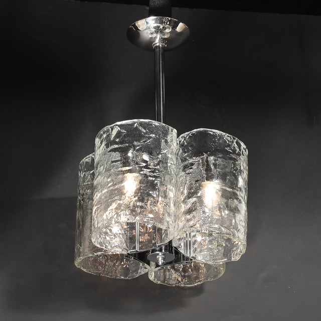 1970s Mid-Century Modern Hand-Blown Murano Mottled Glass & Nickel Chandelier by Mazzega For Sale - Image 12 of 18