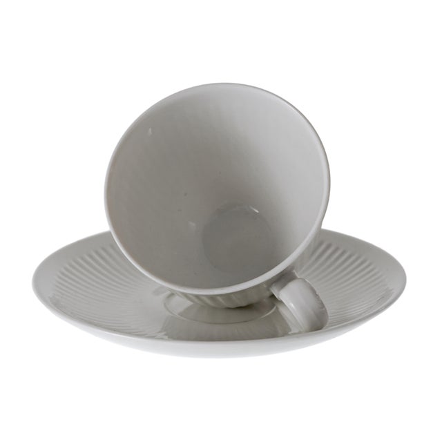 Royal Copenhagen 1960s Mid-Century Modern Royal Copenhagen Georgiana Cup and Saucer Set White Scandinavian Porcelain - 12-Piece For Sale - Image 4 of 6