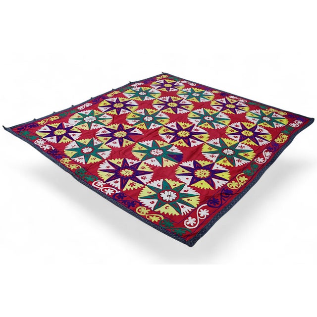 Vintage Hand Embroidered Suzani Wall Hanging, 1920s For Sale - Image 13 of 18