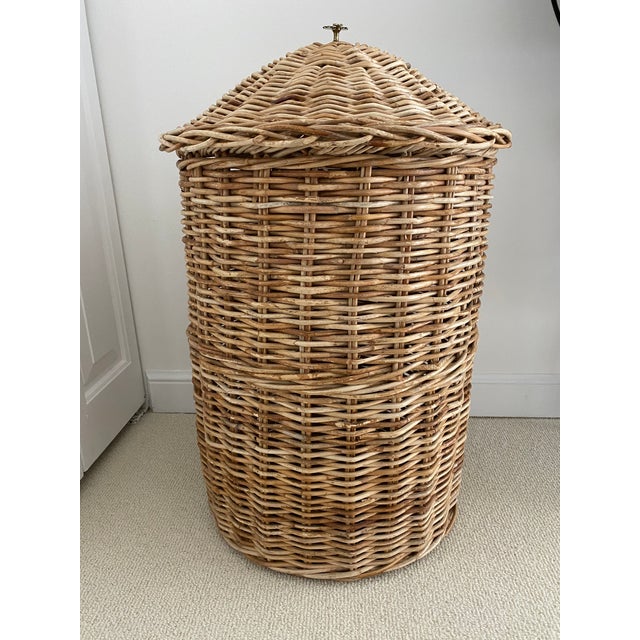 Vintage Wicker Basket With Brass Palm Tree Chairish