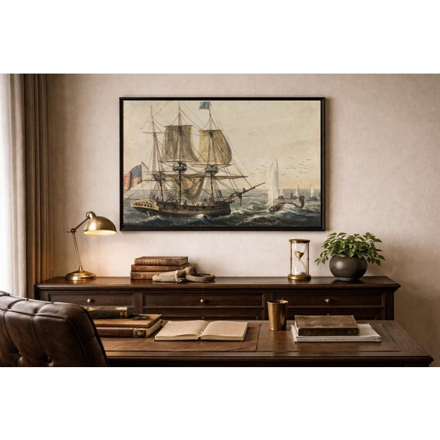 Nautical Antique Maritime Ship Study, Newfoundland Coast Scene, Coastal Nautical Art Print, 36" × 24" For Sale - Image 3 of 8