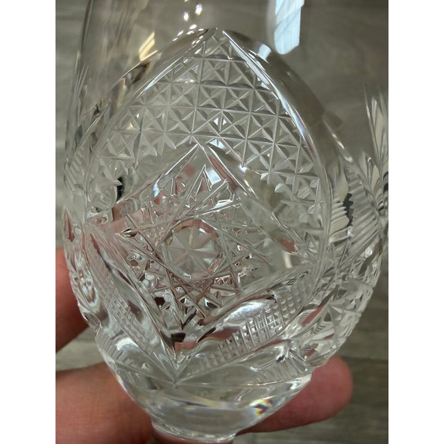 Mid 20th Century Fan & Diamond Cut Crystal Cordial / Dessert Wine Glasses - Set of 3 For Sale - Image 11 of 12