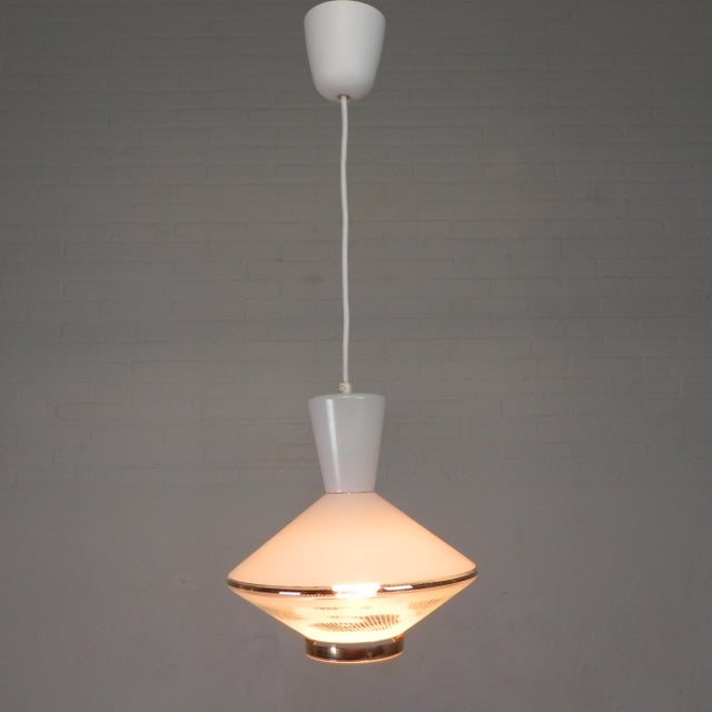 Glass Pendant Lamp Ufo Model with Glass Shade, 1950s For Sale - Image 7 of 13