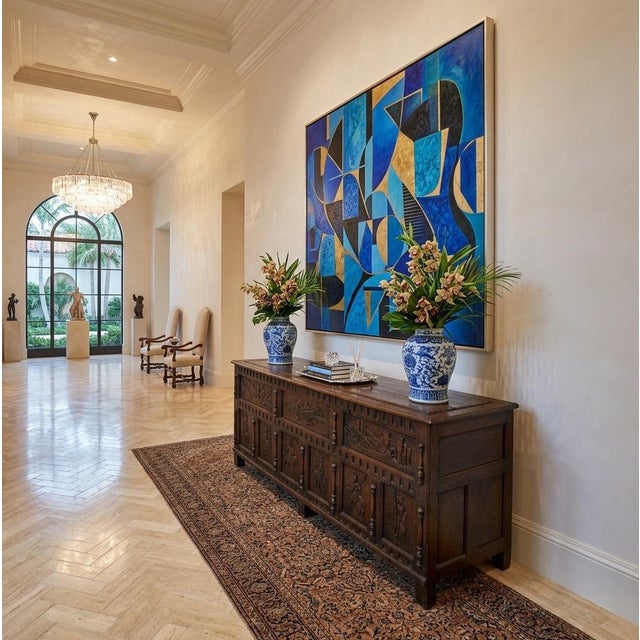 Brown 1970s English Carved Oak Coffer With Knight & Castle Motifs For Sale - Image 8 of 12