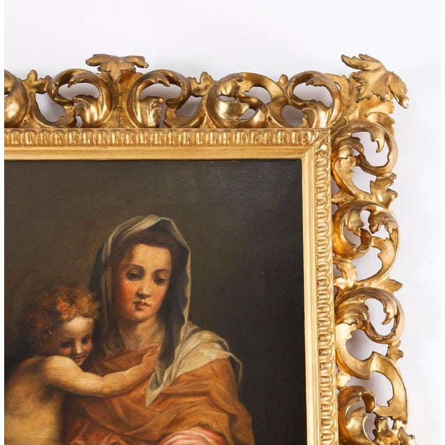 Follower of Raphael, Antique Painting of Madonna & Child, 19th Century, Oil on Canvas For Sale - Image 5 of 14