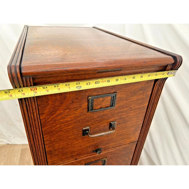 Antique Yawman and Erbe File Cabinet Four Drawers Quarter Sawn White Oak For Sale - Image 12 of 14