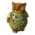 Vintage Ceramic Owl Figurine Incense Holder Green Brown Glaze Pierced Pottery For Sale