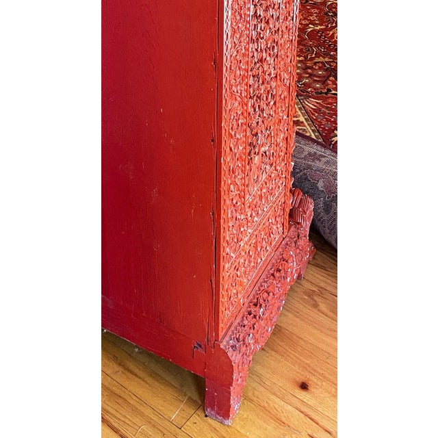 1850 Anglo Indian Sideboard or Dry Bar Cabinet Painted Cinnabar Red For Sale - Image 11 of 12