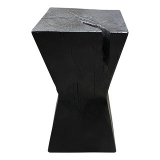 Andrianna Shamaris Charred Hourglass Tamarind Wood Side Table For Sale