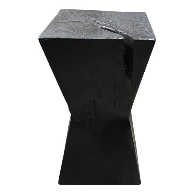 Andrianna Shamaris Charred Hourglass Tamarind Wood Side Table For Sale