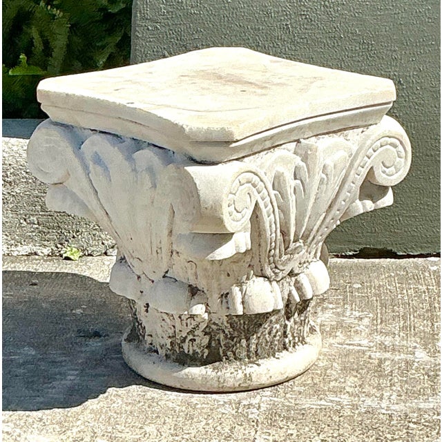 Vintage Carved Marble Column Side Table For Sale In West Palm - Image 6 of 12