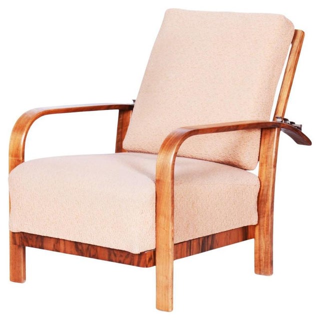 Art Deco Reclining Armchair in Walnut & High Gloss, Czech. 1920s For Sale - Image 16 of 16