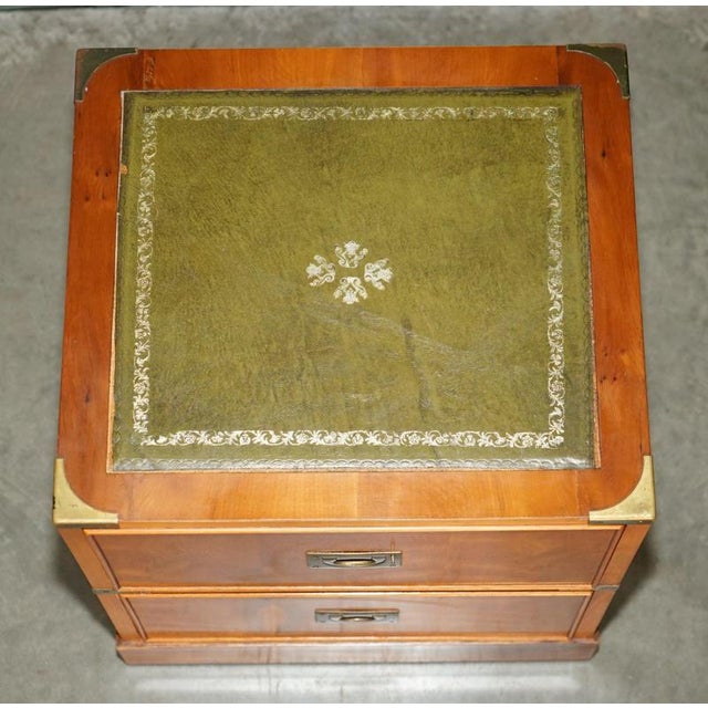 2000 - 2009 Military Campaign Side Tables with Green Leather, Set of 2 For Sale - Image 5 of 18