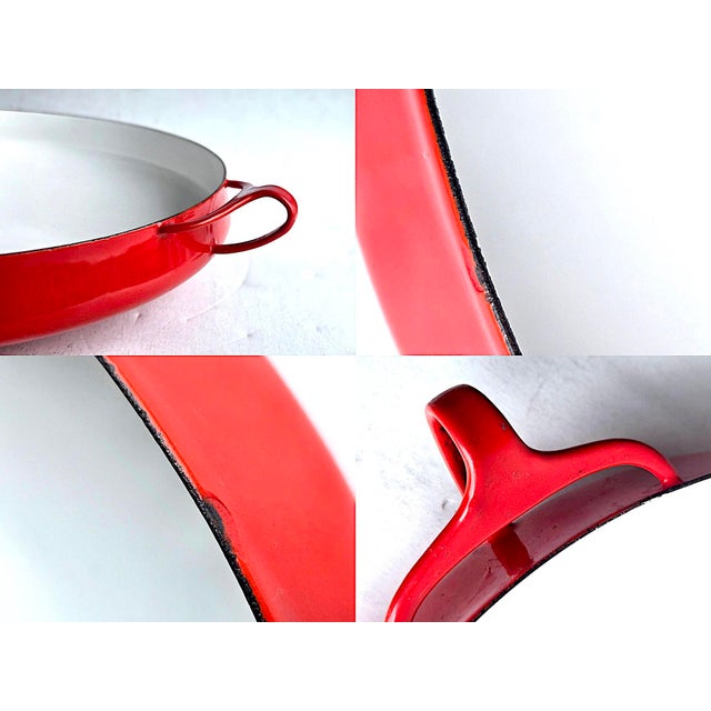 1960s Dansk Kobenstyle Red Enamel Paella Pan Designed by Jens Quistgaard For Sale - Image 10 of 12