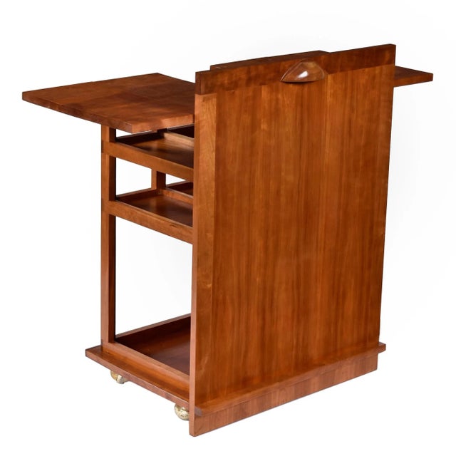 Custom Made Buffet Credenza With Lighted Wine Bar and Hidden Bar Cart For Sale - Image 9 of 17