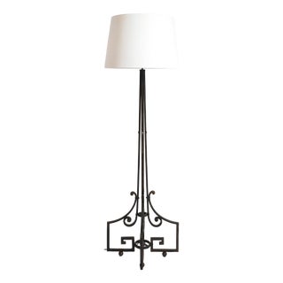 Neoclassical Wrought Iron Floor Lamp, 1960s For Sale