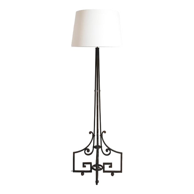 Neoclassical Wrought Iron Floor Lamp, 1960s For Sale