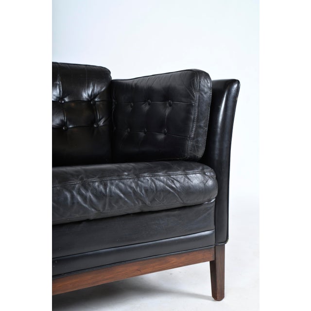 Danish Black Leather Lounge Armchair from Mogens Hansen, Denmark, 1960s For Sale - Image 6 of 18