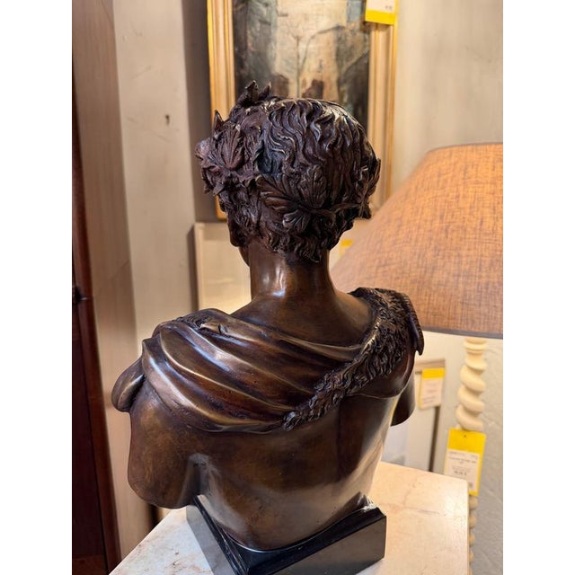 Classical Roman Style Bronze Bust of Caesar For Sale - Image 4 of 5