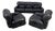 Black Faux Leather Sofa and Armchair Set from Adriano Piazzesi, Italy, 1970s, Set of 3 For Sale