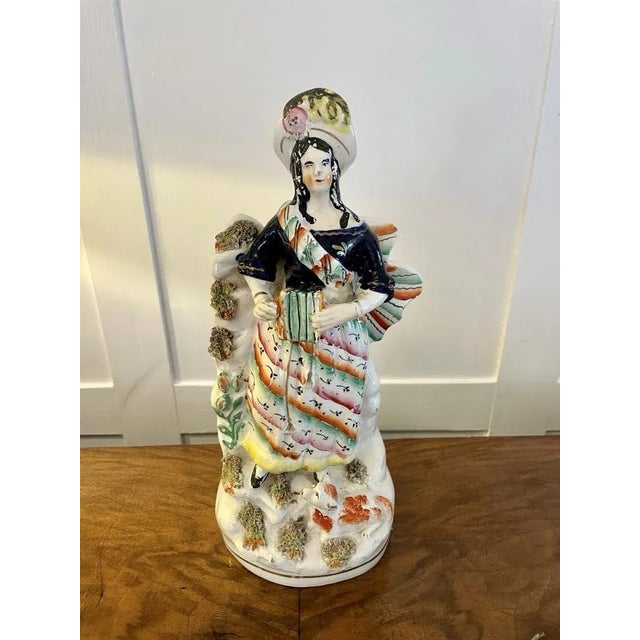 Blue Victorian Staffordshire Flatback Figure, 1880s For Sale - Image 8 of 8