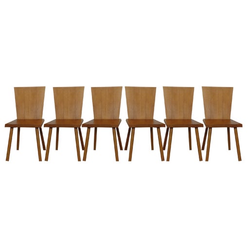 Brutalist Oak Chairs by Göran Malmvall, Sweden, 1950s, Set of 6 For Sale