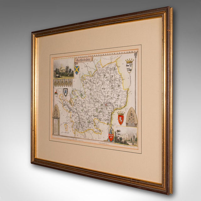 Victorian 1850's Antique County Map For Sale - Image 3 of 12