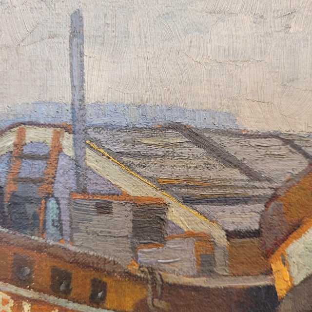 Gerard Beutner, Boats Moored on the Shore, 1920s, Oil on Canvas, Framed For Sale - Image 6 of 18