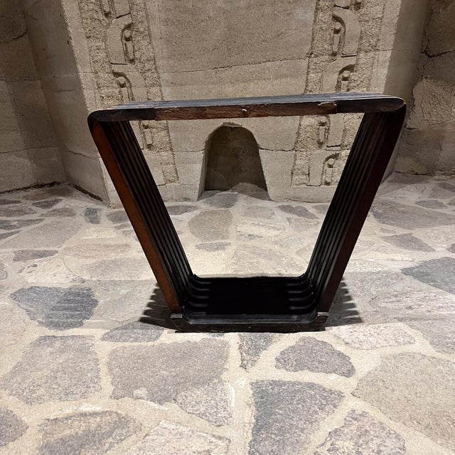 1940s Old Rustic Solid Mahogany Slat Table For Sale - Image 4 of 5