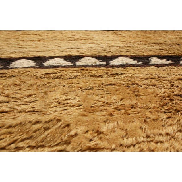 Antique Kurdish Transitional Geometric Copper Brown and Red Wool Rug For Sale In New York - Image 6 of 6