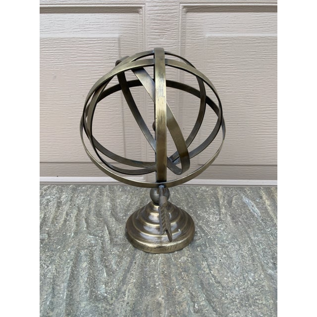 Vintage Brass Armillary Sphere Sundial Garden Ornament, English Country Style For Sale - Image 10 of 10
