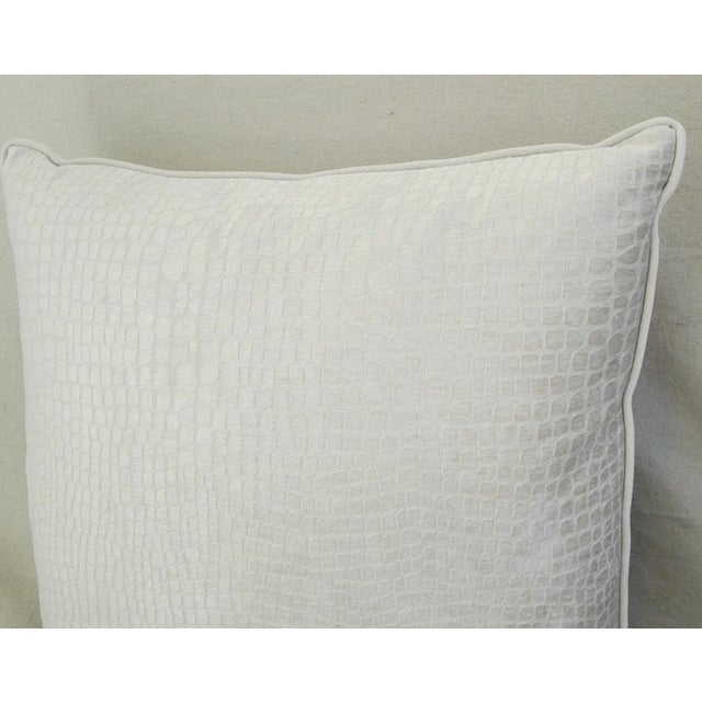 Late 20th Century Modern Boho Chic White Crocodile Textured Velvet Pillow For Sale - Image 5 of 5