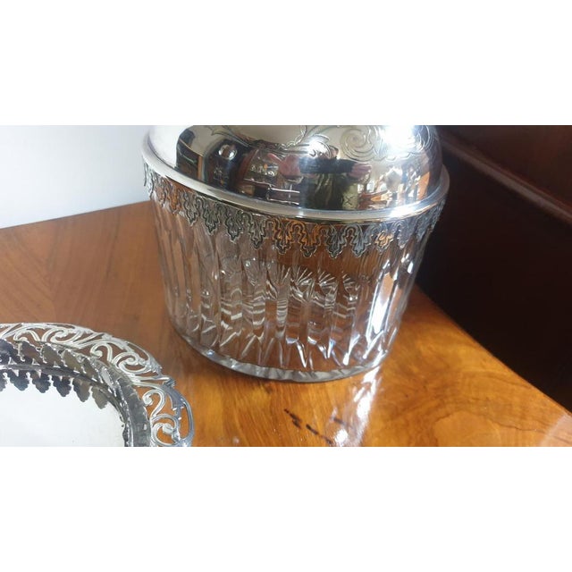 Metal Antique Silver Plates Biscuit Barrel For Sale - Image 7 of 11