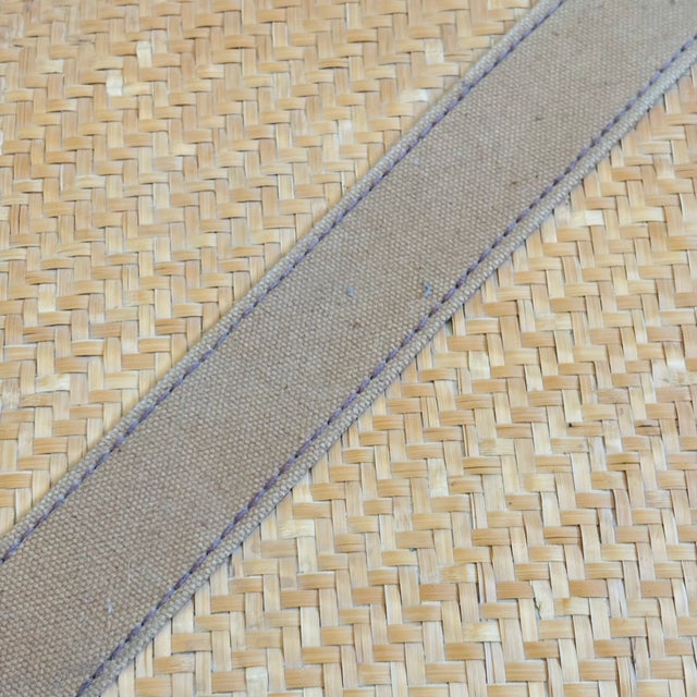 Vintage Circular Wicker and Leather Suitcase - Vintage Luggage, Travel Bag For Sale - Image 15 of 16