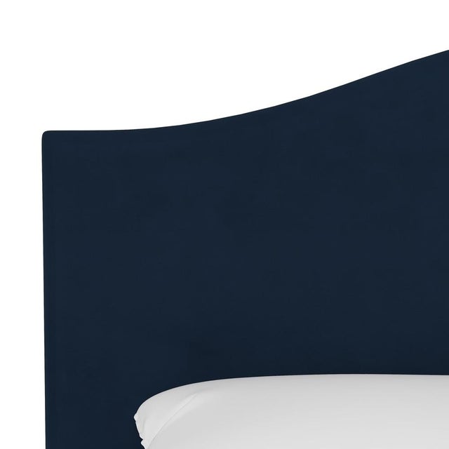 California King Camelback Bed in Velvet Ink For Sale - Image 4 of 6