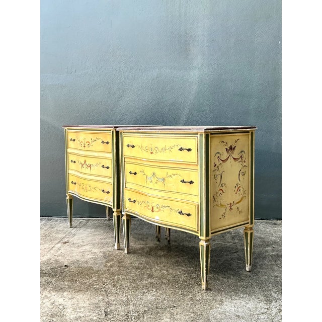 Early 20th Century Vintage Hand-Painted Wood Chest - A Pair For Sale - Image 5 of 17