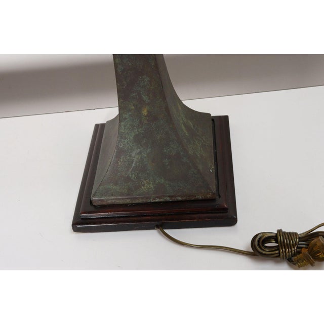 Vintage Verdigris Bronze Columnar Table Lamp by Stewart Ross James for Hansen For Sale - Image 16 of 18
