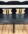 Vintage Early American Style Black Carved Wood Bench For Sale - Image 9 of 12