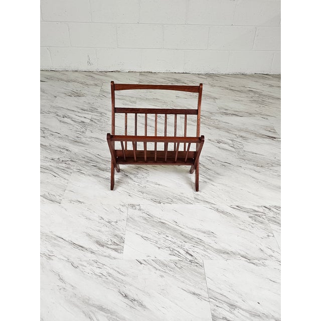 Ernest Sohn 1960s Danish Teak Folding Magazine Stand by Ernest Sohn For ETCO For Sale - Image 4 of 9