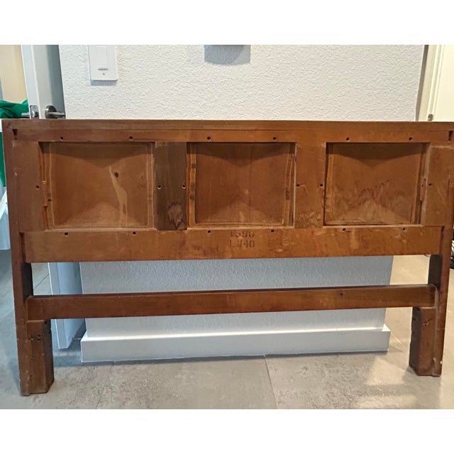 Mid-Century Modern 1960s Vintage Diamond Walnut Queen, Headboard For Sale - Image 3 of 8