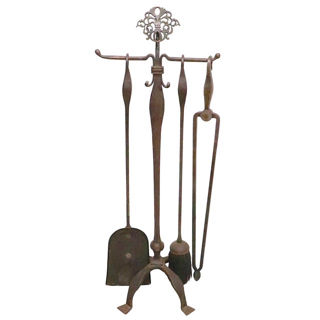 Wm. H. Jackson Co. Early 20th Century 4 Pc. Arts and Crafts Fireplace Tool Set For Sale - Image 4 of 11