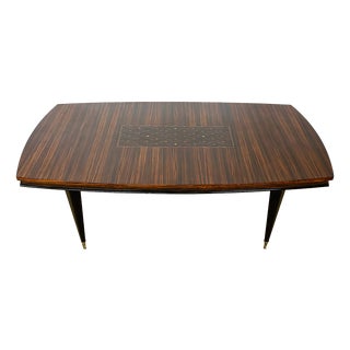 Art Deco Dining Table in Macassar Ebony with Marquetry, 1940s For Sale