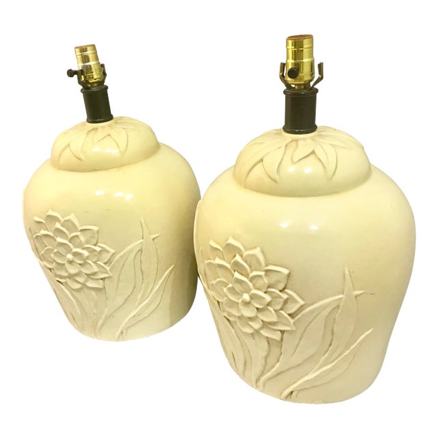 1960s Large Mid Century Ceramic Lamps - a Pair For Sale