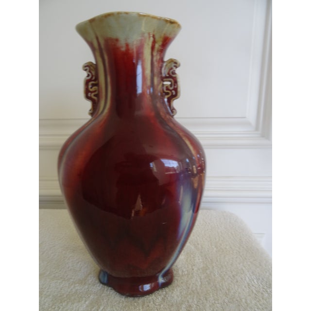 Chinese Vintage Chinese Sang De Bueof and Flamed Glaze Vase For Sale - Image 3 of 7